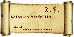Kolonics Vitális névjegykártya